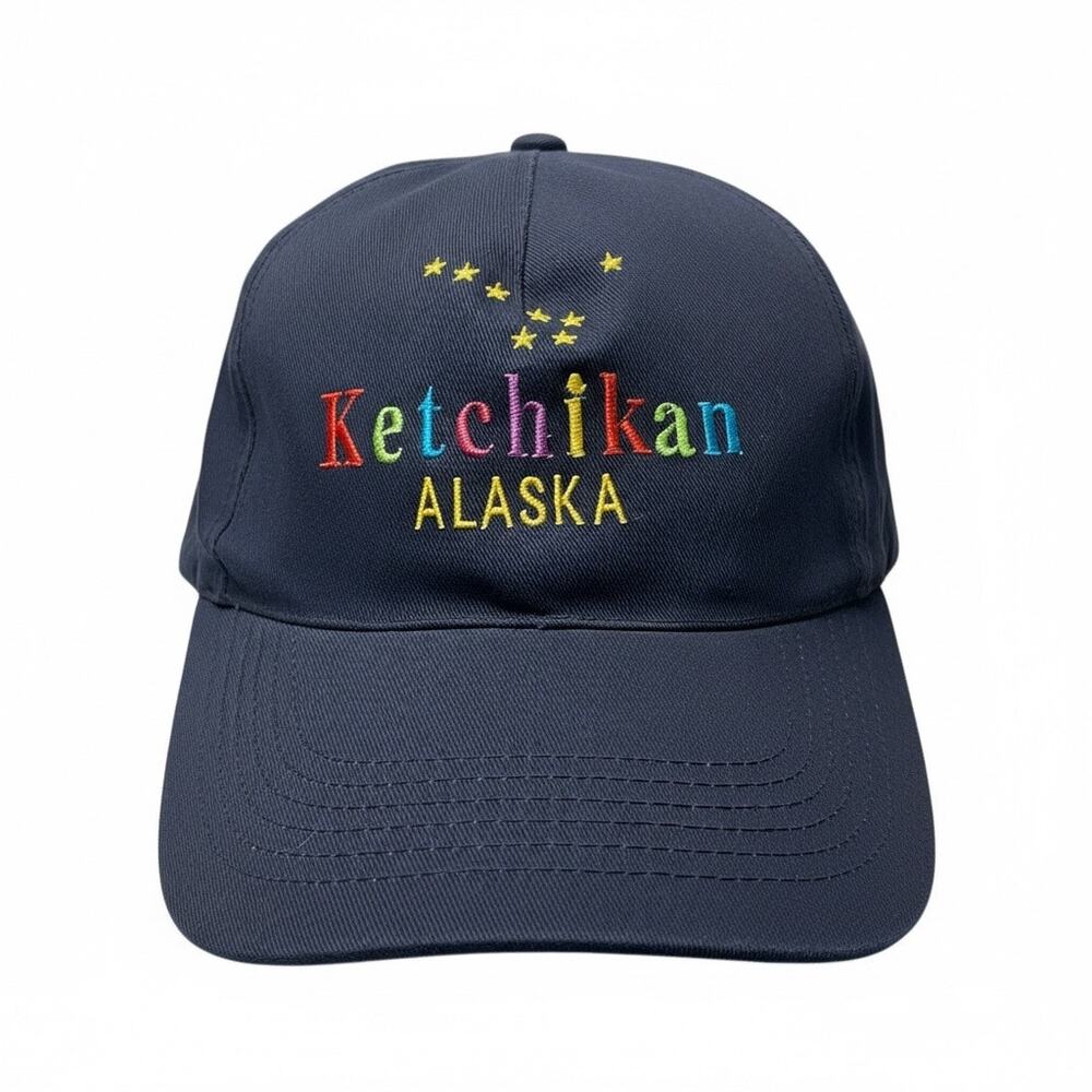 Vintage Ketchikan Alaska Snapback Hat Navy 90s Tourist Cap